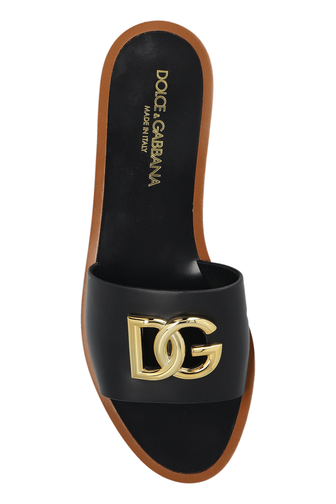 Dolce & Gabbana Leather slides with a logo-shaped appliqué
